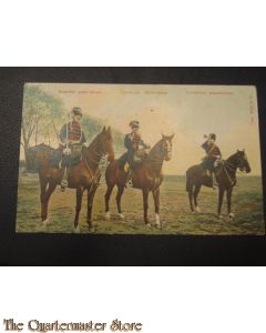 Prent briefkaart Brigadier groot tenue, cavalerist groot tenue, trompettist Marechaussee