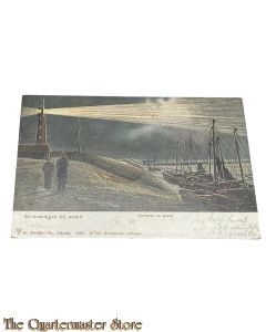 Ansicht Scheveningen bij avond, Vuurtoren en strand 1905