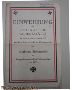 Brochure Einweihung Slageter Gedenk statte 6 aug 1933