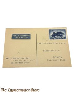 Ned Indie Luchtpost briefkaart Amsterdam - Batavia 1938