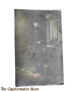 Postkarte / Studio photo 1914  Deutscher Soldat mit Seitengewehr und troddel