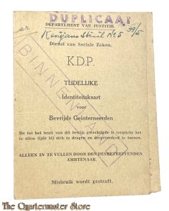 Tijdelijke identiteitskaart voor bevrijde geïnterneerden 1946