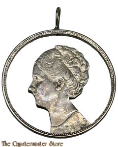 WW2 zilveren rijksdaalder voor aan  ketting ; stil verzet 1940/45