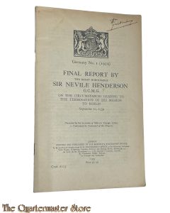 Brochure Germany No.1 Final report by Sir N Henderson termination mission to Berlin sept 1939