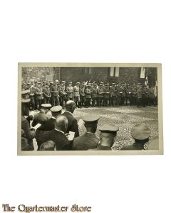 Postkarte/ Photo 1914 Deutsche Soldaten angetreten