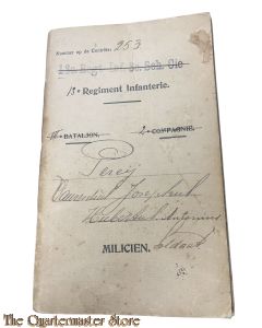 Oorlogszakboekje 13e Regiment Infanterie, III Bat  2e Comp 