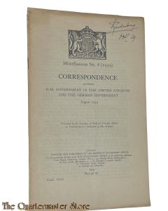 Brochure Germany No.8 Correspondence HM Government and the German Government Aug 1939