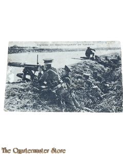 (Feld) Postkarte 1915 Engländer mit Maschinengewehr am Yserkanal