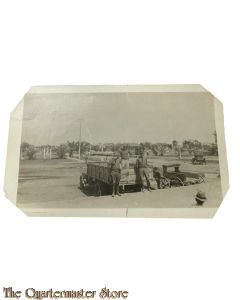 Photo US Army WW1 Soldiers with horse and wagon transport