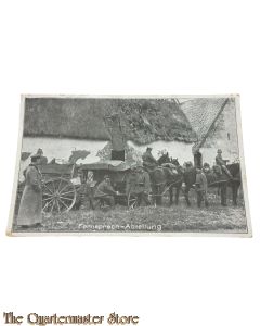 (Feld)postkarte 1916 Wagenstation einer bayerischen Fernsprech Abteilung