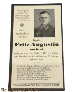 In Memoriam Karte/Death notice Ogefr Inf Regt  Rusland 
