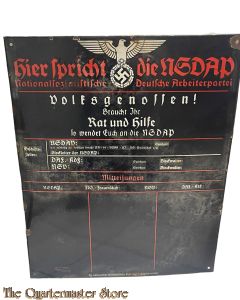 Emaille wandbord Hier Spricht der NSDAP Volksgenossen 
