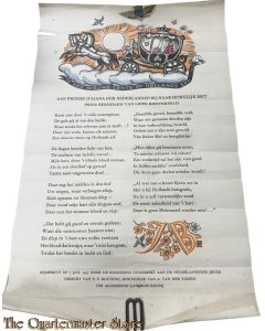 Poster PRINSES JULIANA der NEDERLANDEN bij haar huwelijk met PRINS BERNHARD van LIPPE-BIESTERFELD 