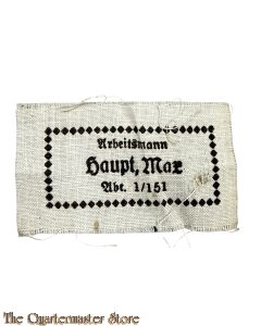WK2 RAD Kleidung Etiket (WW2 RAD German clothing label)