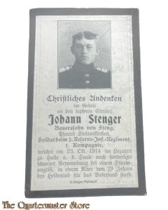In Memoriam Karte/Death notice 2 Res Inf Regt 1 Komp 