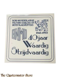 Keramische (Delfts blauwe) wandtegel 40-jarig bestaan van de BNMD 1965