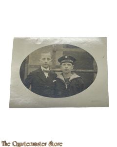 Postkarte 1915 2 Bruder 1 in Matrozen Uniform Kreuzer