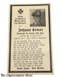 In Memoriam Karte/Death notice Gefr Inf Regt  Rusland 