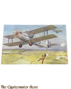 Postcard - 1918 a pilot-'s parachute decent 