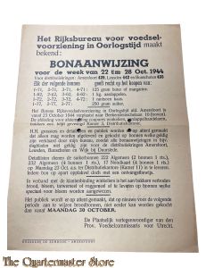 Bonaanwijzing  Distributiekring  Amersfoort no 429 22 t/m 28 Oct 1944