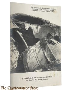 (Feld) Postkarte 1914 Die verheerende Wirkung eines einzigen deutschen 42 cm-Geschosses auf das Panzerfort Loucin der Festung Lüttich