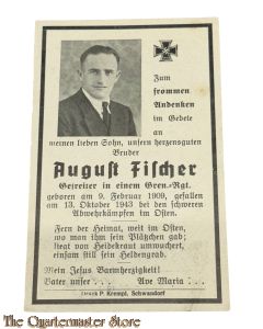 In Memoriam Karte/Death notice Gefr Gren Regt  Rusland 