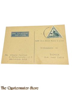 Luchtpost kaart Amsterdam - Batavia 1940