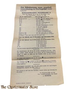 Bonaanwijzing (Noodkaart ) Distributiekring  Amersfoort no 429 12 t/m 25 November 1944