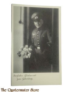 Photo Studioportret WH 1942 Soldat Herzlichen Gluckwunsch zum Geburtstag