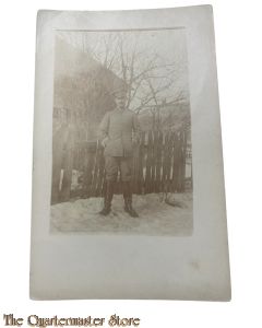 Postkarte/Photo 1914 German soldier with Visorcap and EK2 ribbon