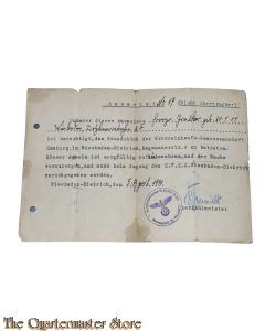 Ausweis no 17 1941 berechttigt betreten grundstuck Hagenauerstrasse 9 Wiesbaden