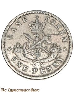  1 Penny Bank Token Opper-Canada 1857