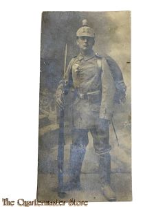 Postkarte / Studio photo 1914 Deutscher Soldat mit marschgepack 