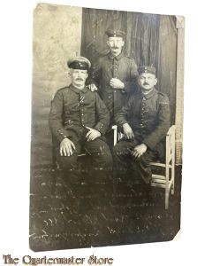 Postkarte/ Photo 1915 3 Deutsche Soldaten im Lazarett zu Prenzlau 