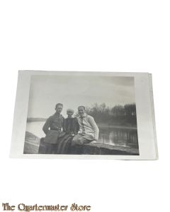 Postkarte/ Photo 1914-18 Deutscher Soldat mit Bruder und Freundin 