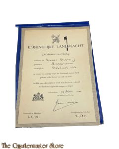 Oorkonde met Demobilisatie revers insigne KL Ned Indie 